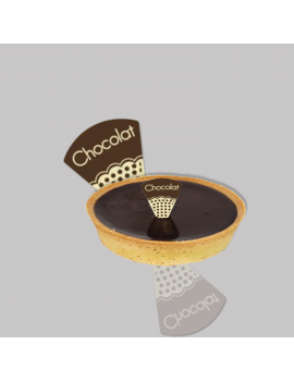 Décor Pic Chocolat sur tartelette chocolat La Fabrique à Desserts